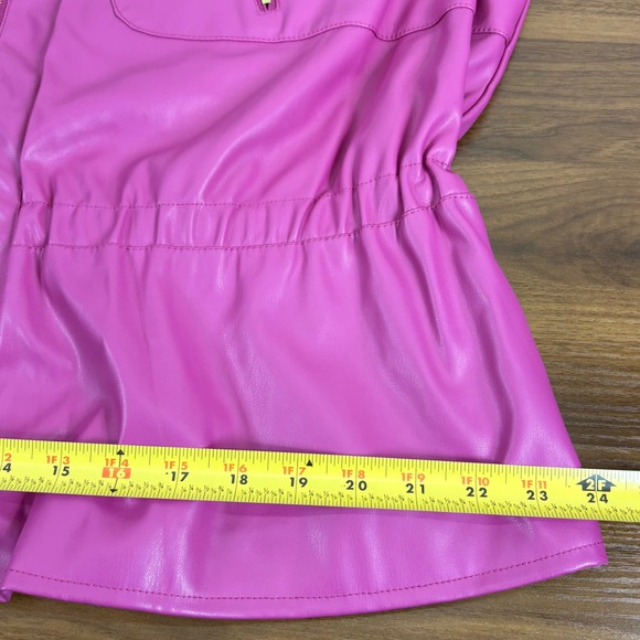Ashley Stewart NEW Womens Faux Leather Jacket Peplum Zip Front Fuchsia‎ Pink 18 - Picture 11 of 14